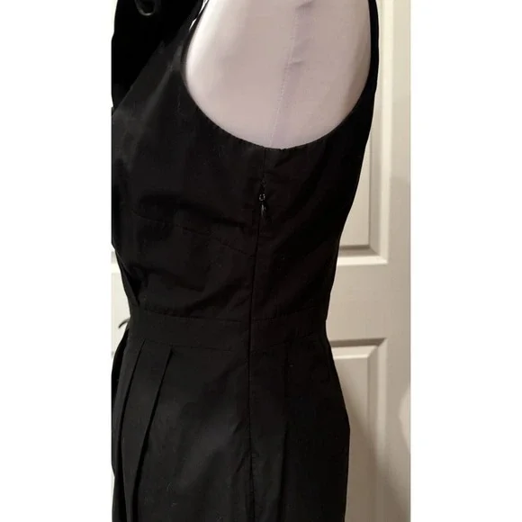 J.CREW Women’s 2 Black Ruffle Criss Cross Front Cotton Dress Black Classic Zip - Picture 5 of 7